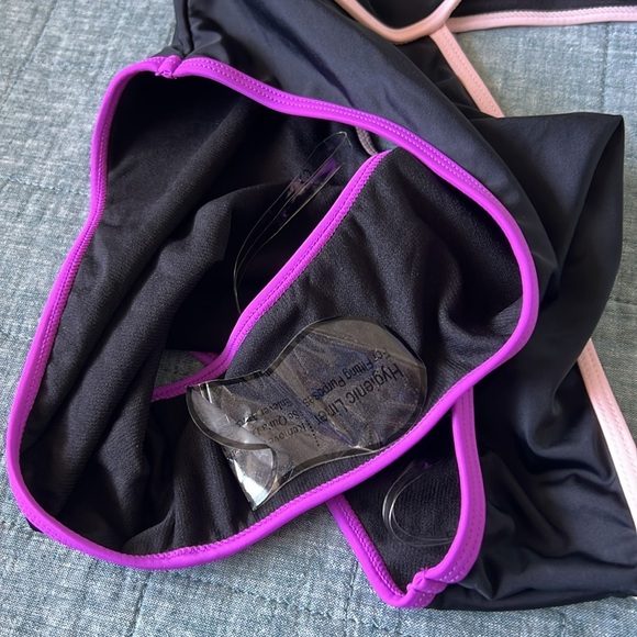 NEW CYN & LUCA Retro 90s Y2K One-Shoulder Monokini in Black and Neon Trim | L - Picture 4 of 4